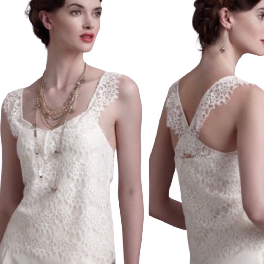 New Quilaree x BHLDN To The Air 4 / Sm Off White Lace Sleeveless Wedding Top